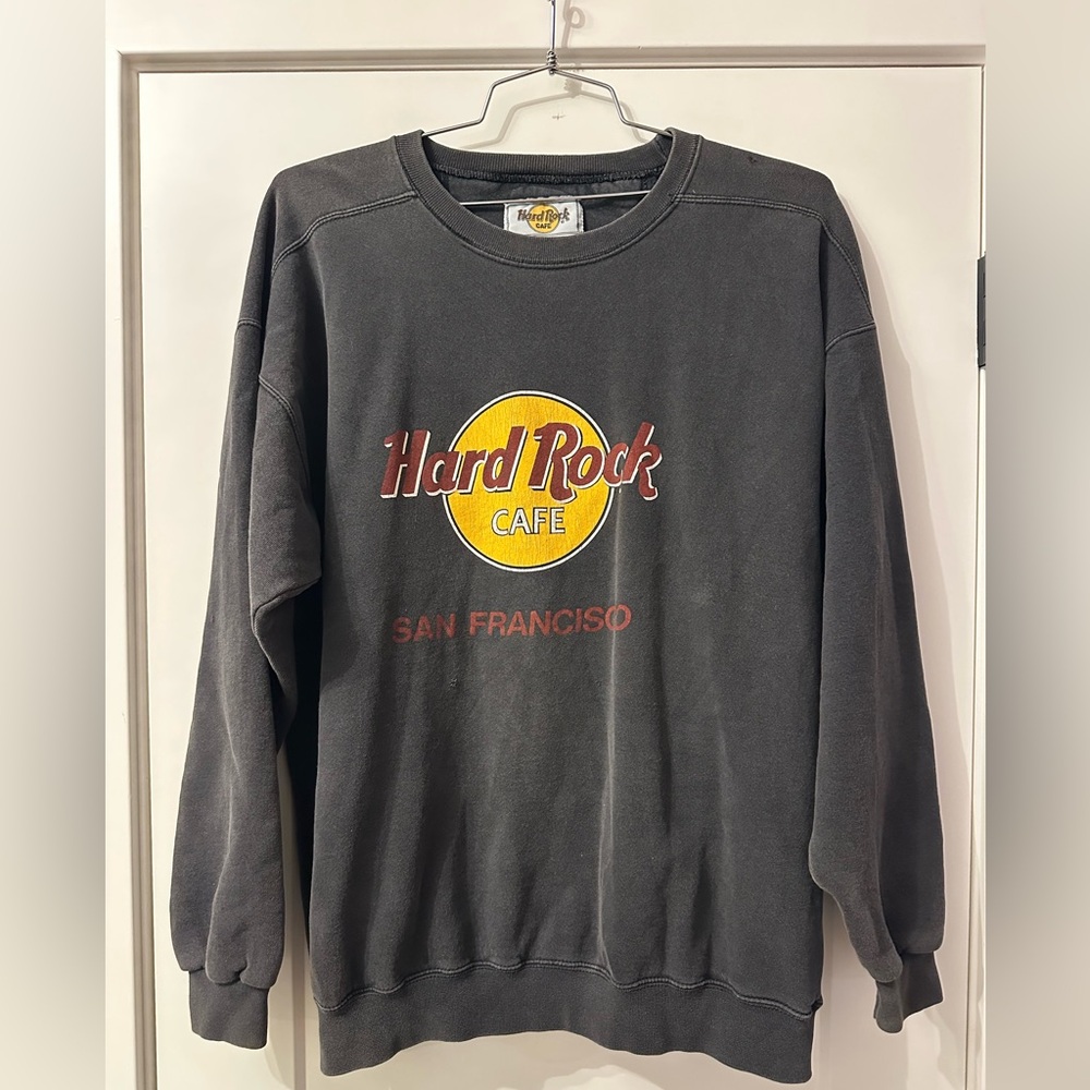 Vintage Hard Rock Cafe San Francisco Men's Black Crew Neck Sweatshirt Size XL